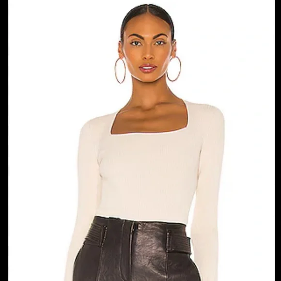 Theory Black Square Neck Portrait Evian Long Sleeve Top Largr - Picture 7 of 7